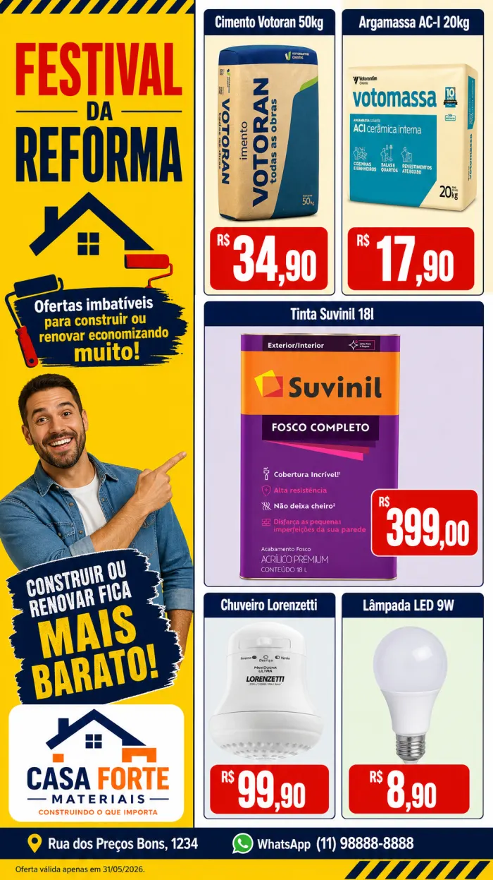 Encarte de material de construção feito com IA