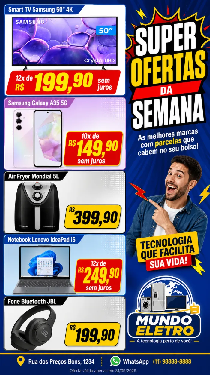 Encarte de eletrônicos feito com IA