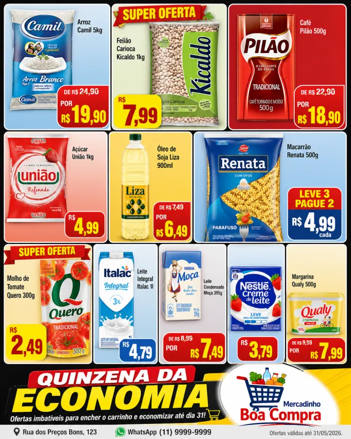 Encarte de mercado gerado pela IA do Tabloide.pro: Quinzena da Economia com produtos e preços