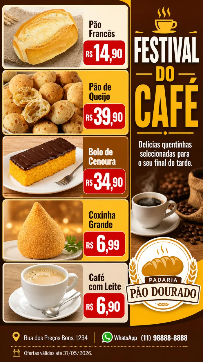 Encarte de padaria feito com IA