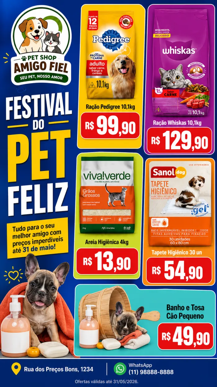 Encarte de pet shop feito com IA