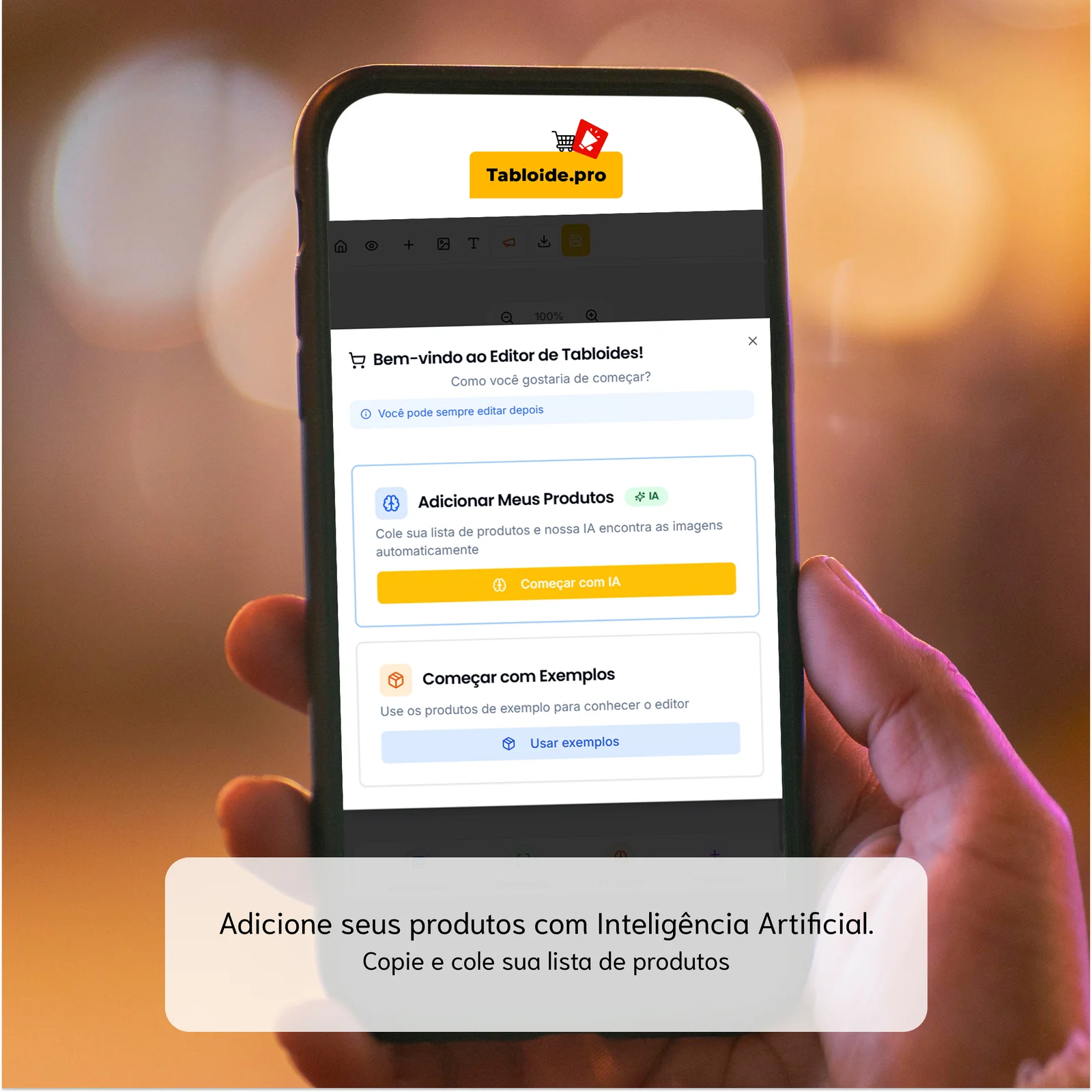 Adicione produtos com IA